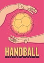 Handball typographical vintage style poster. Retro vector illustration. Royalty Free Stock Photo